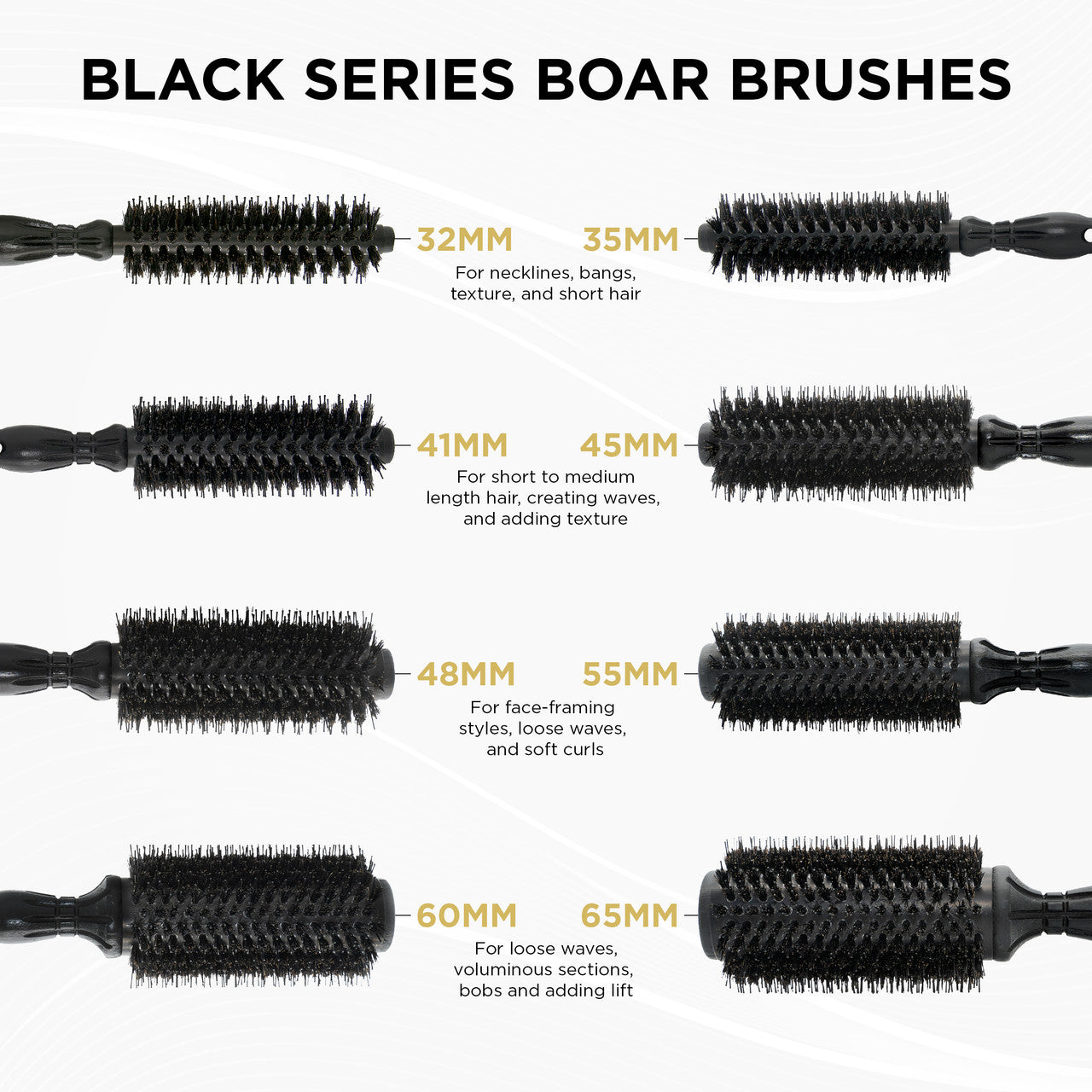 COCCO® Black Series Ceramic Boar Brush (Select Size) Cocco Hair Professional