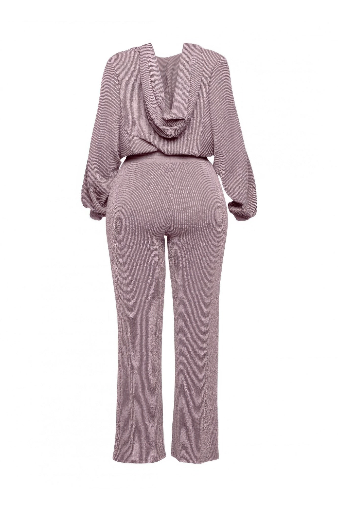 Ribbed Zip Hoodie & Wide-Leg Pants Set