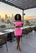 Off Shoulder Open Back Bodycon Mini Dress