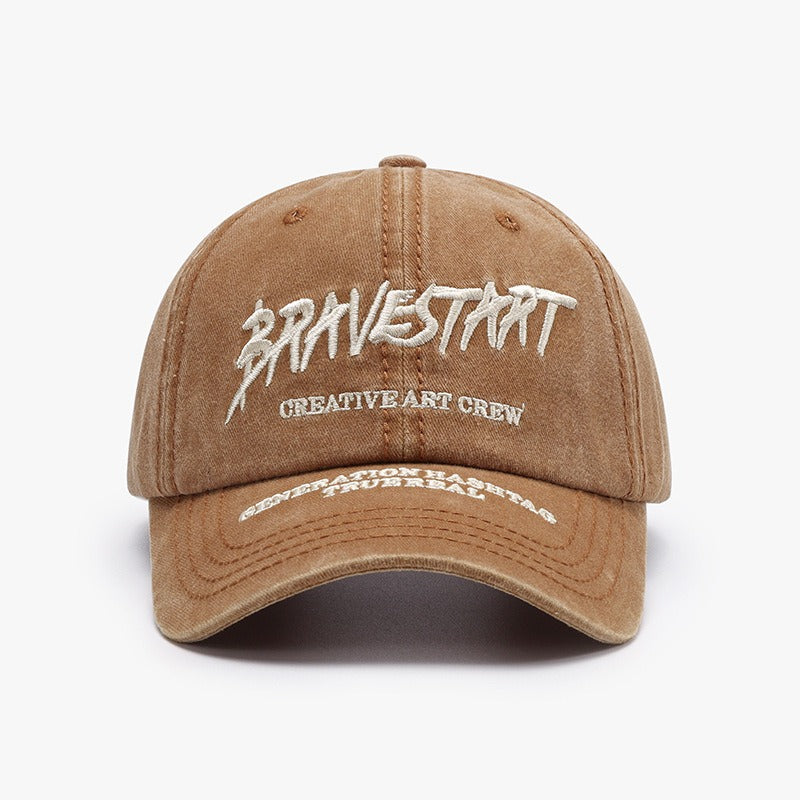 Fashionable Outdoor Versatile Curved Brim Letter Embroidery Men's Flat Tongue Hat Show Face Small Washed Women's Simple Baseball Hat Fashion V.I.P Digital Presence