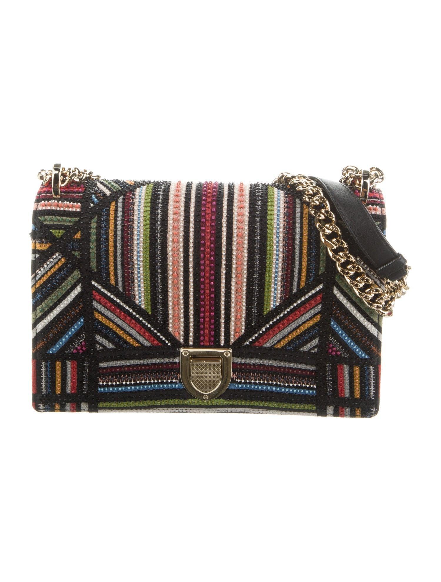 Christian Dior Medium Bead-Embellished Striped Diorama Bag Banlieue91