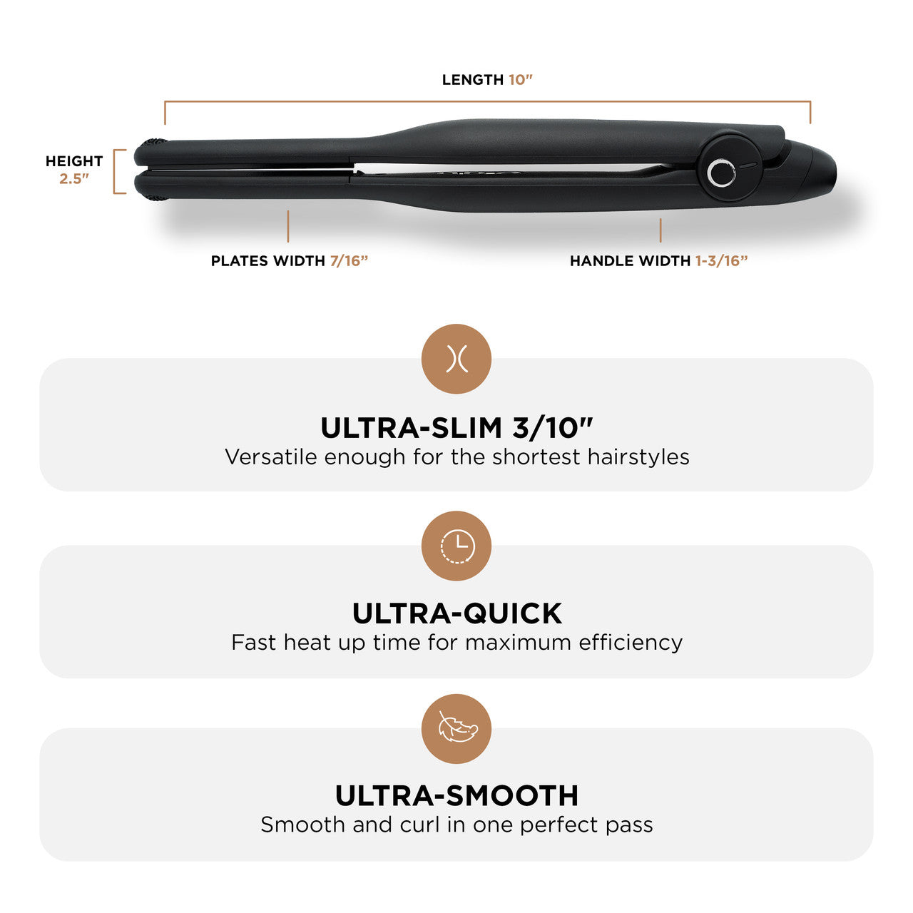 COCCO® Stiletto 3/10" Flat Iron Cocco Hair Professional