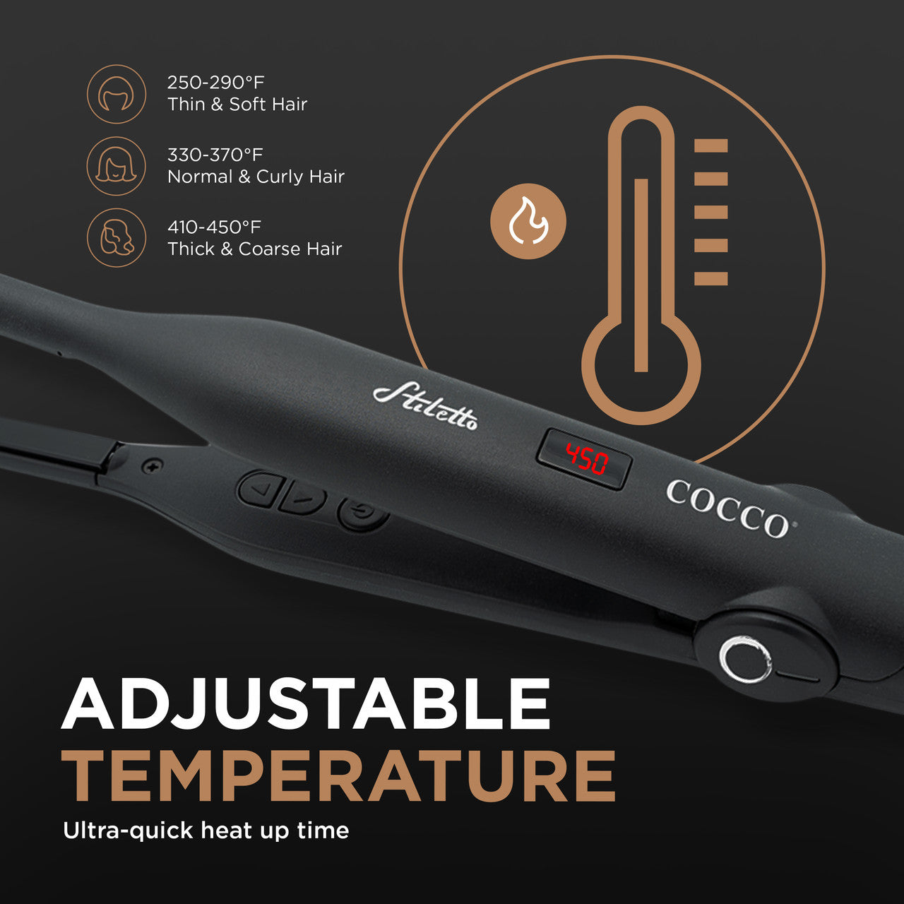 COCCO® Stiletto 3/10" Flat Iron Cocco Hair Professional
