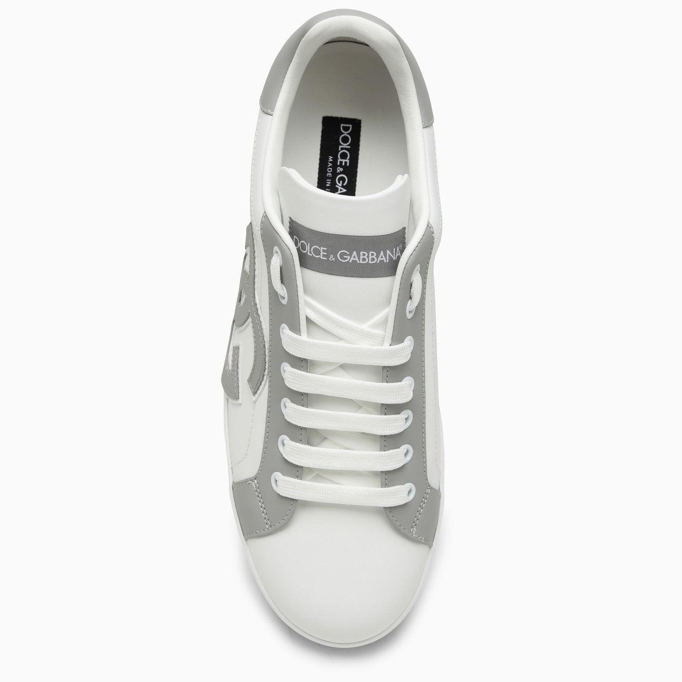 Dolce&Gabbana Portofino White/Grey Leather Trainer