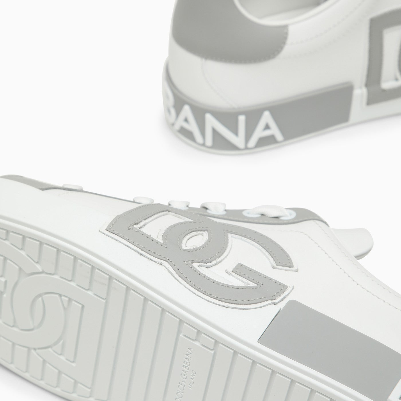 Dolce&Gabbana Portofino White/Grey Leather Trainer