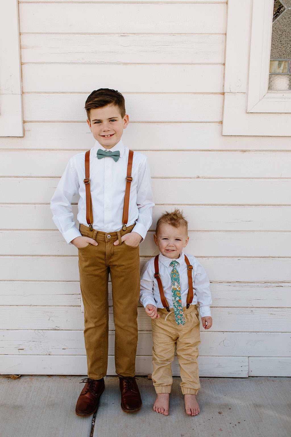 Tan Leather Suspenders - Choose your size Boon Ties