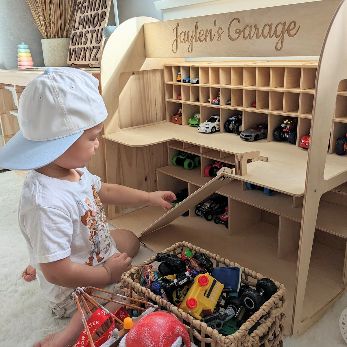 Toy Car Garage Storage - Natural Enjoy The Wood