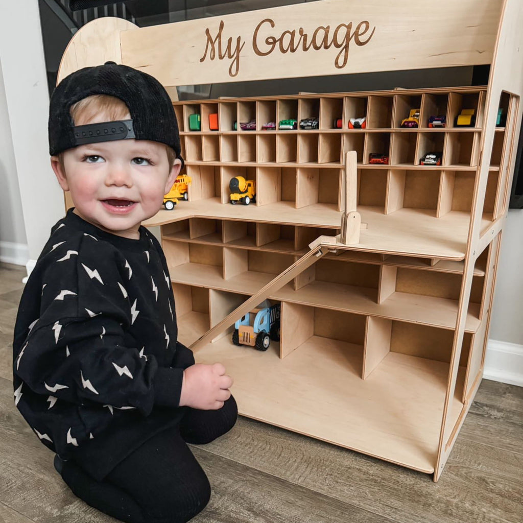 Toy Car Garage Storage - Natural Enjoy The Wood