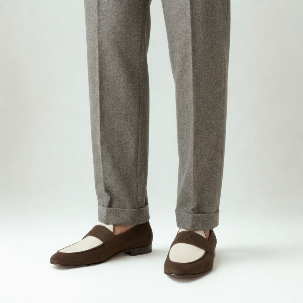 Men's Brown Suede & White Canvas Centesimo Del Toro Shoes
