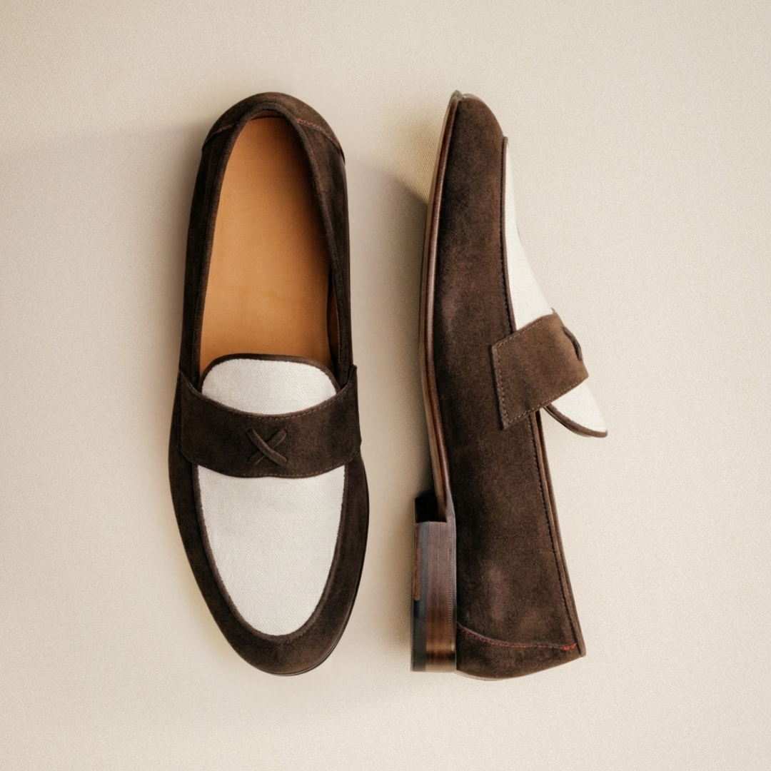 Men's Brown Suede & White Canvas Centesimo Del Toro Shoes