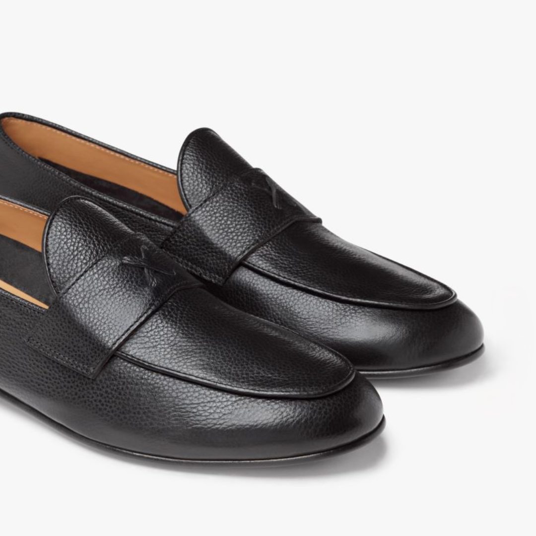 Men's Black Pebbled Leather Centesimo Del Toro Shoes