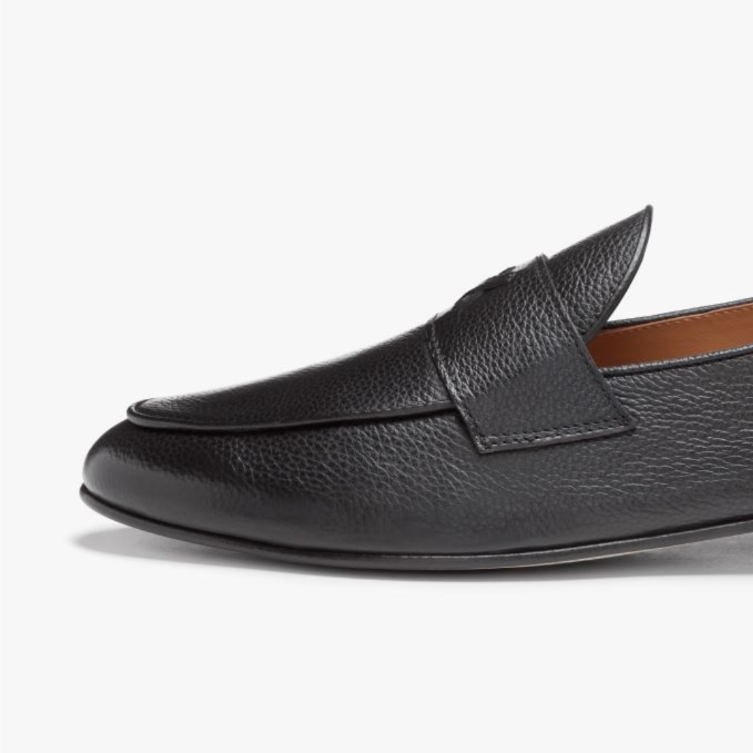 Men's Black Pebbled Leather Centesimo Del Toro Shoes