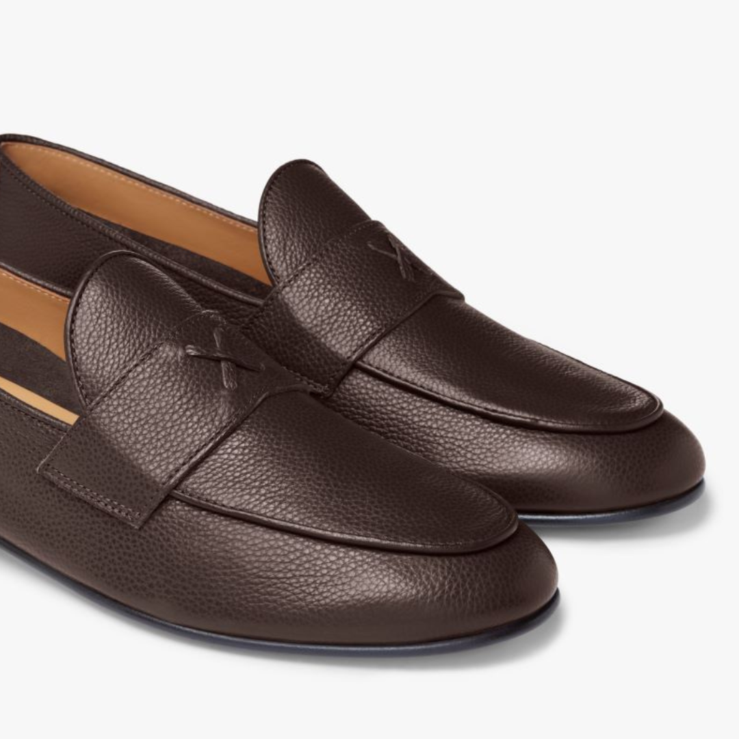 Men's Brown Pebbled Leather Centesimo Del Toro Shoes