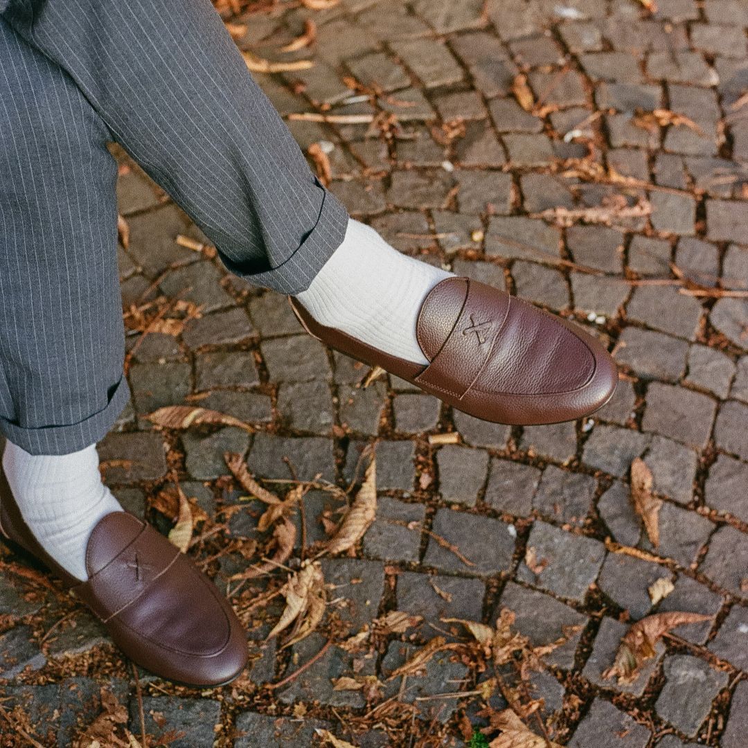 Men's Brown Pebbled Leather Centesimo Del Toro Shoes