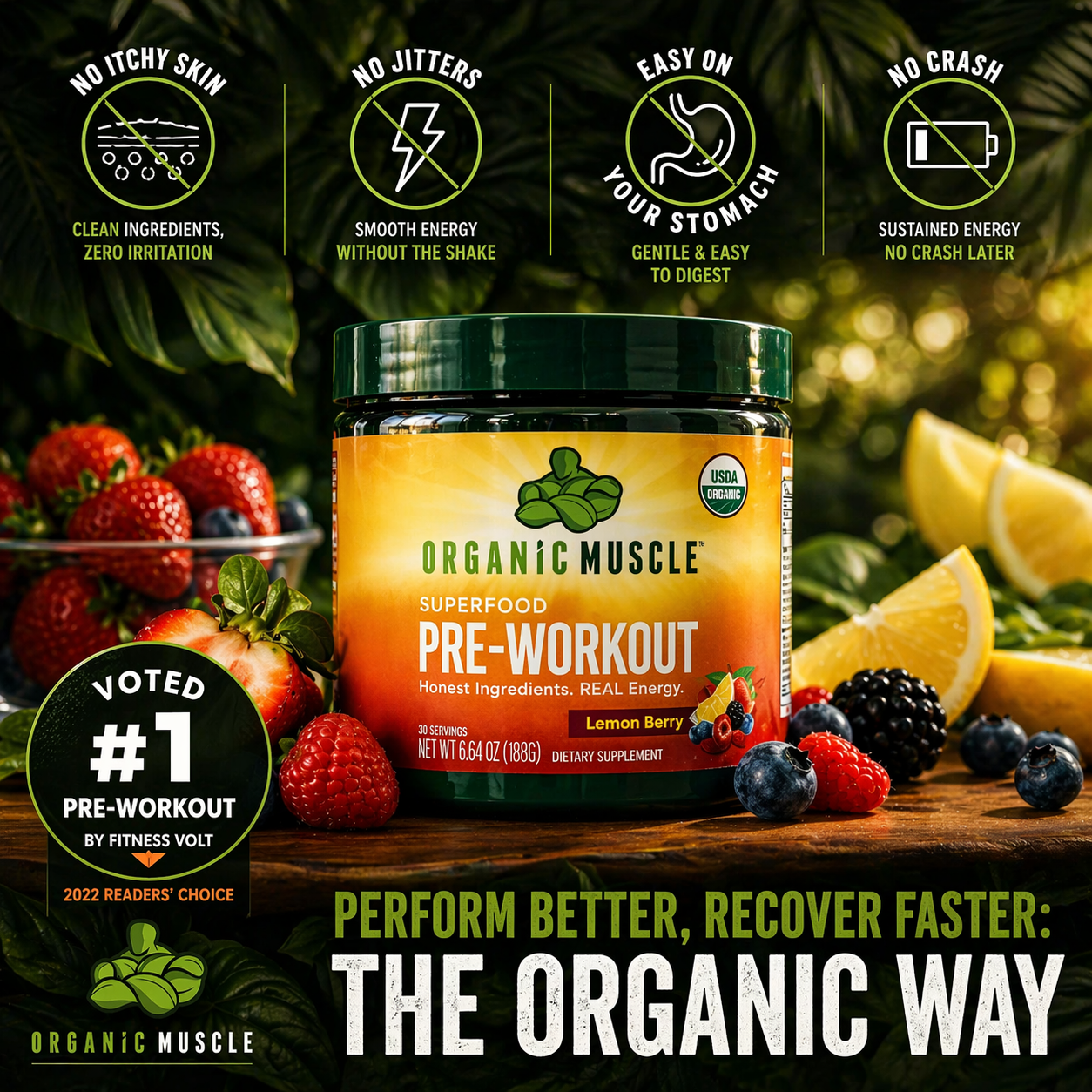 Pre Workout - Passionfruit Organic Muscle Fitness Supplements