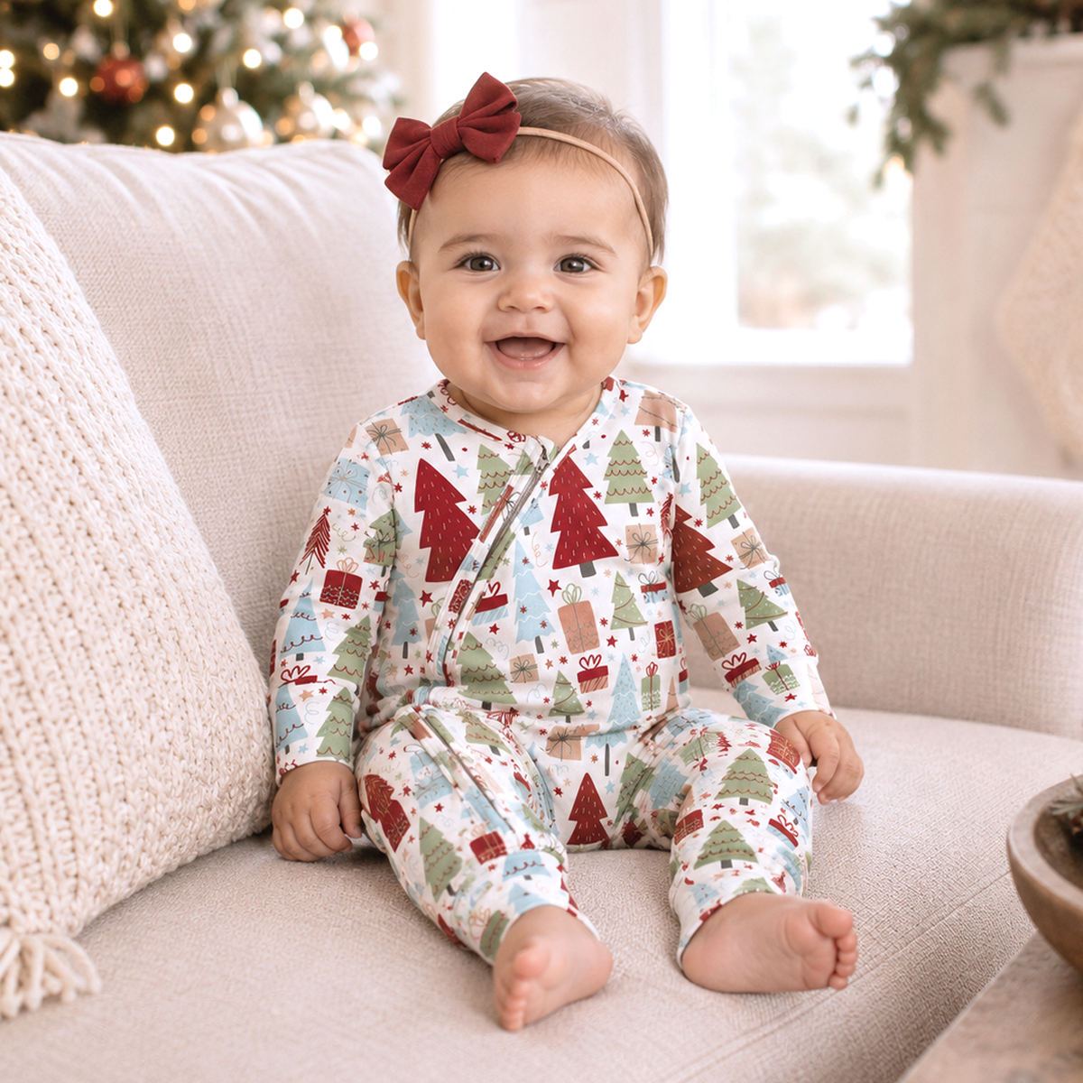 Christmas Merry Baby Bamboo Zipper Romper - Family Matching Tesa Babe