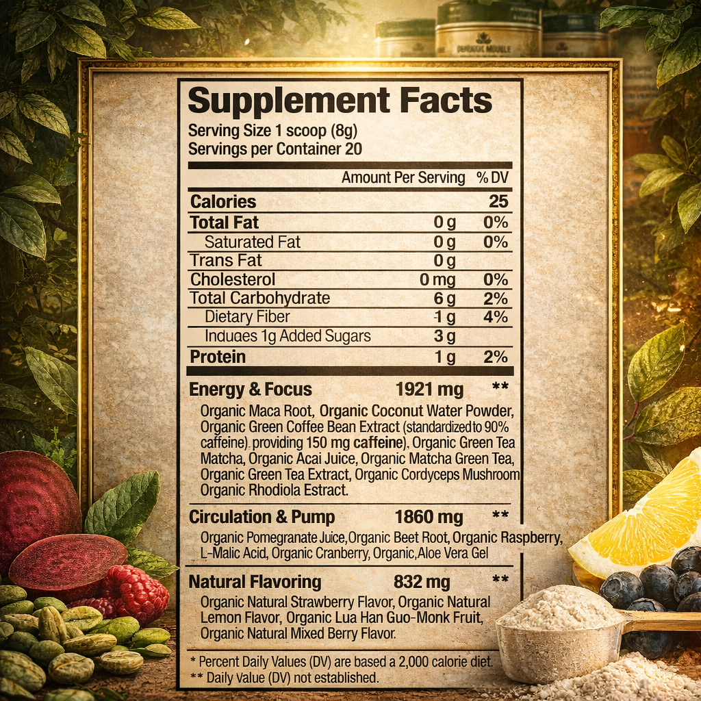 Pre Workout - Passionfruit Organic Muscle Fitness Supplements