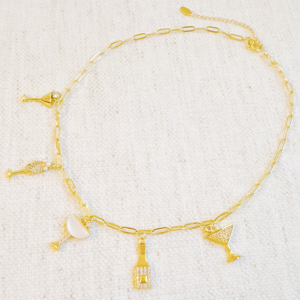 Cheers To Happiness Multi Charm Necklace