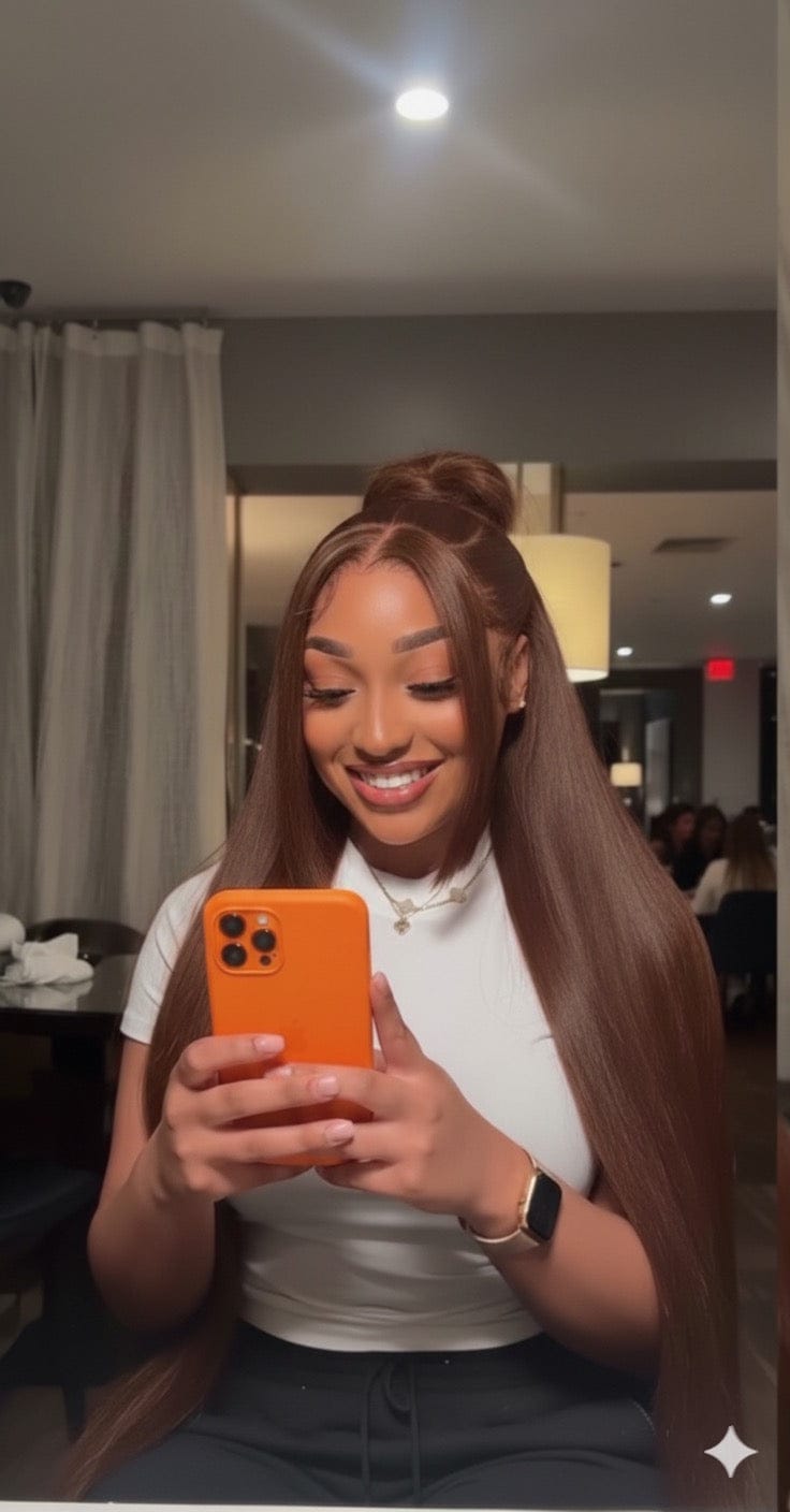 Chocolate Brown Bone Straight Human Hair Lace Wig | Maison Hair BLAKESTORE-NG