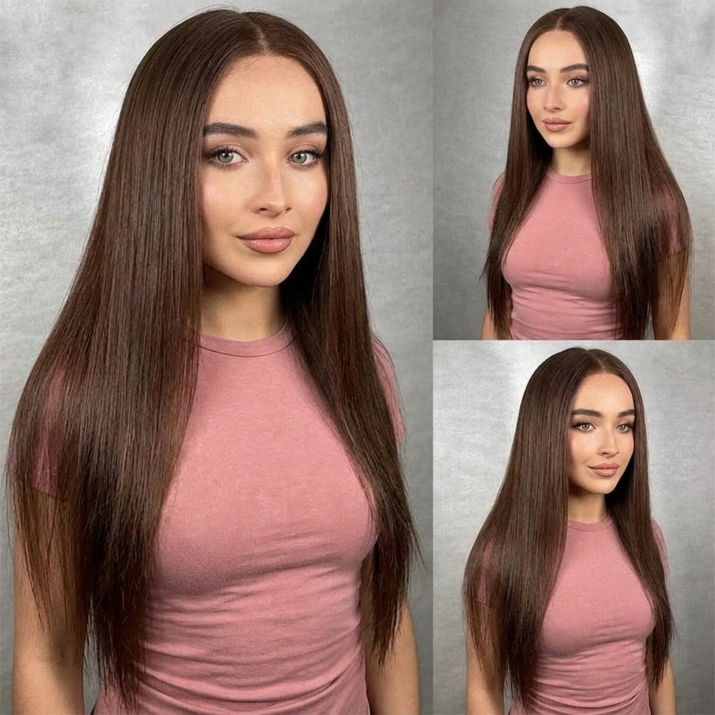 Chocolate Brown Bone Straight Human Hair Lace Wig | Maison Hair BLAKESTORE-NG