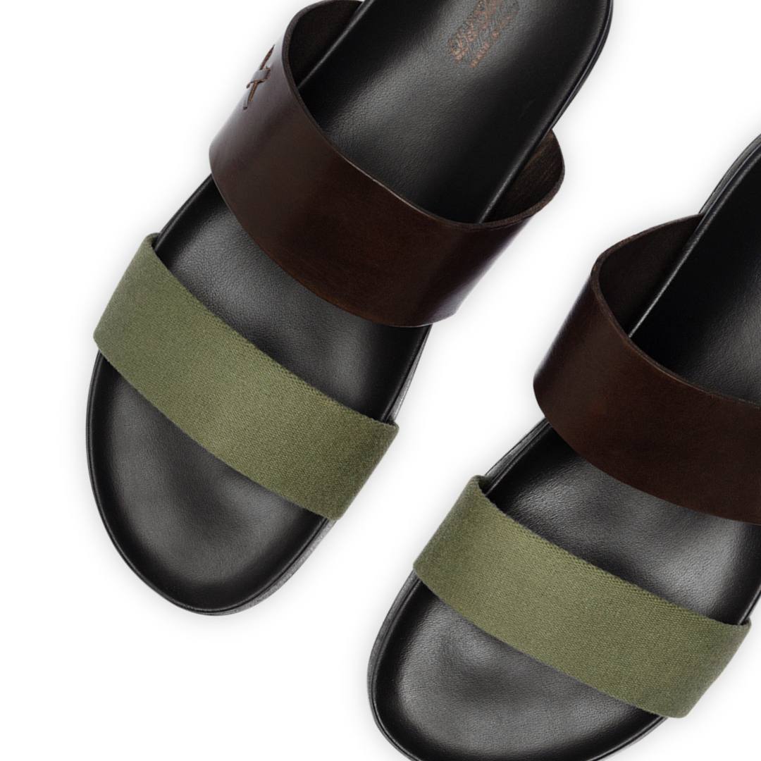 Men's Brown & Green Cinturini Sandal Del Toro Shoes