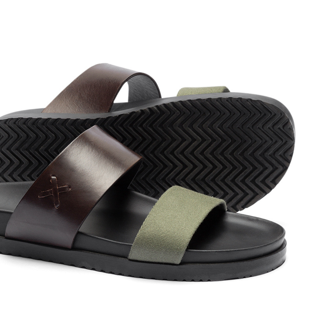 Men's Brown & Green Cinturini Sandal Del Toro Shoes
