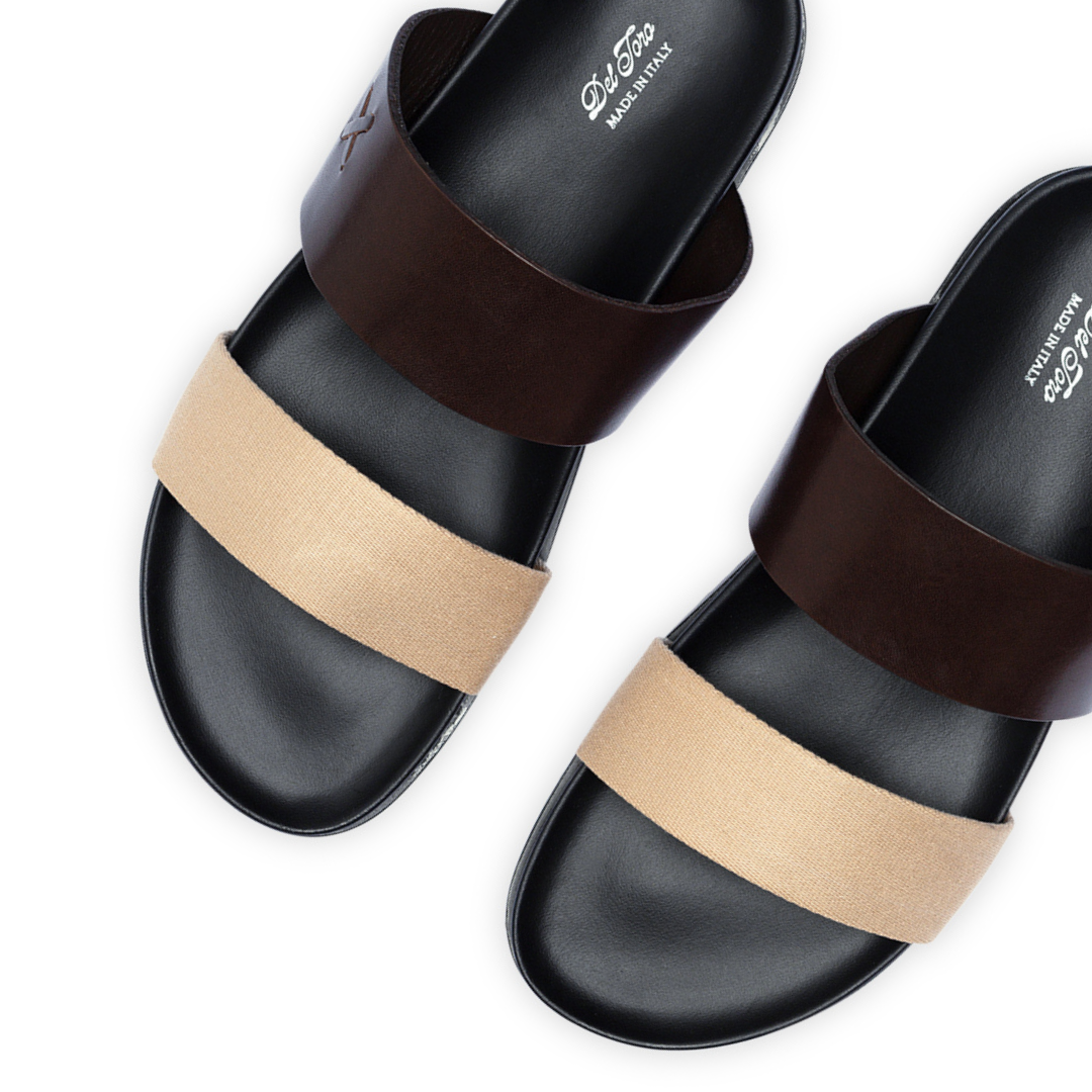 Men's Brown & Tan Cinturini Sandal Del Toro Shoes