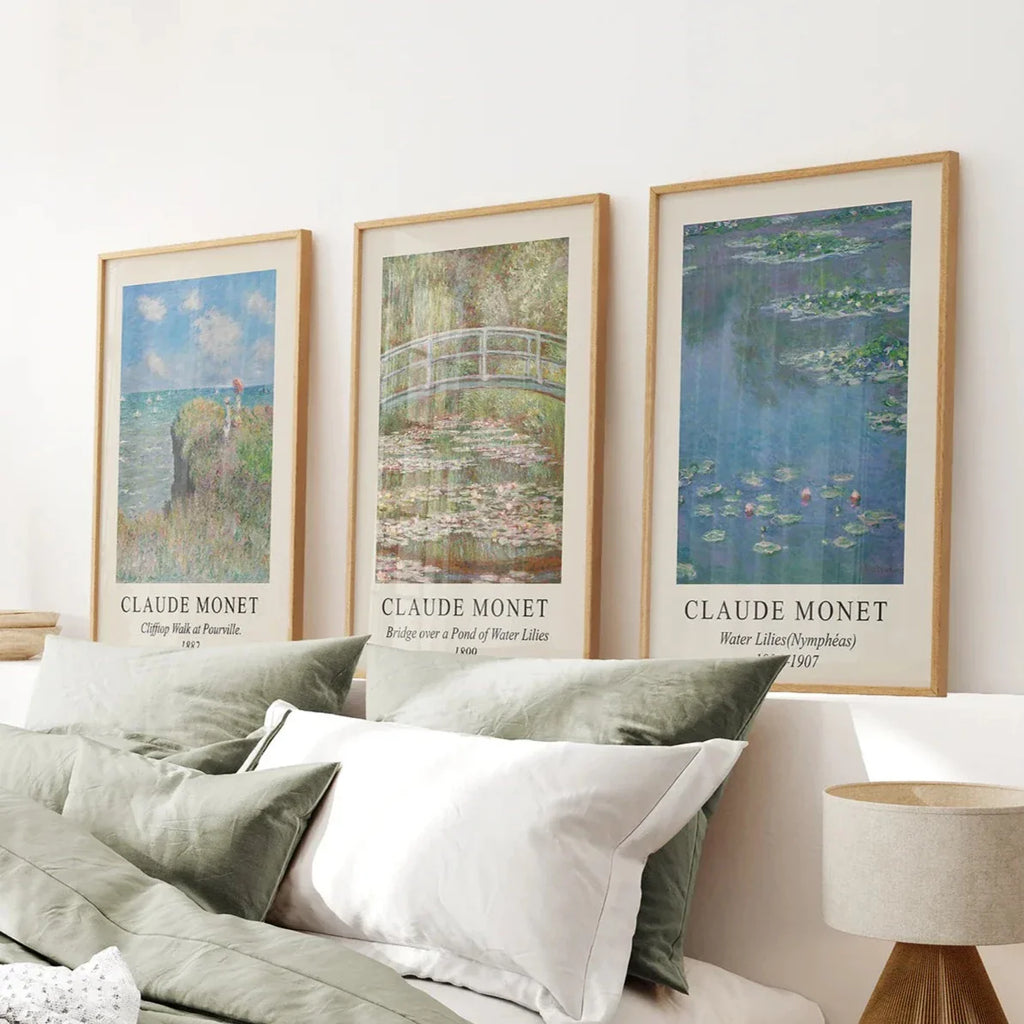 3 Piece Claude Monet Wall Art Set. Water Lilies Prints
