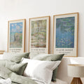 3 Piece Claude Monet Wall Art Set. Water Lilies Prints
