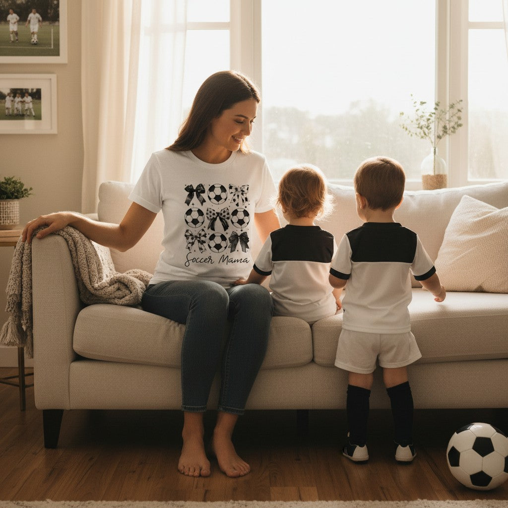 Soccer Mama Graphic T-Shirt 100% Ring Spun Cotton Women's Casual Tee Dashing Nova
