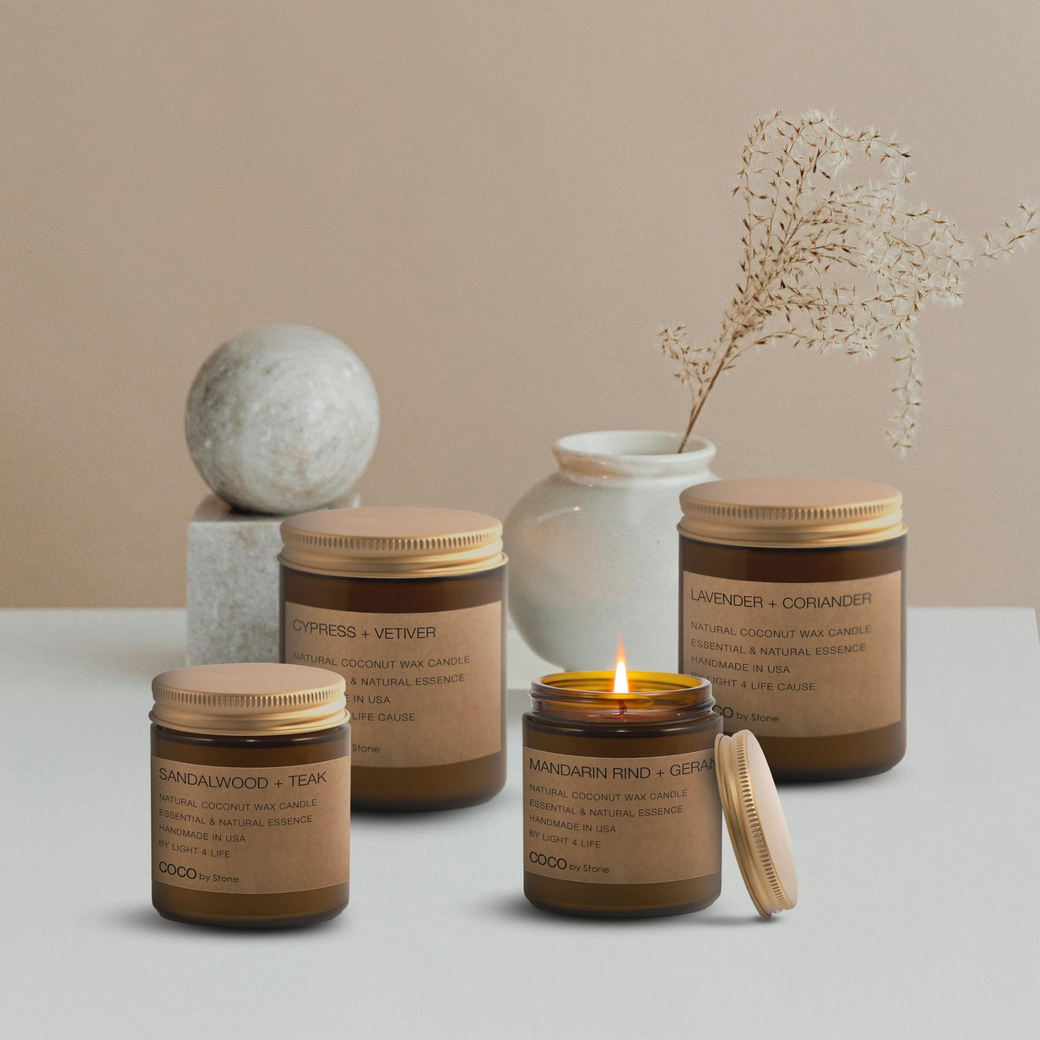 3.5oz Cypress + Vetiver Natural Coconut Apricot Wax Candle