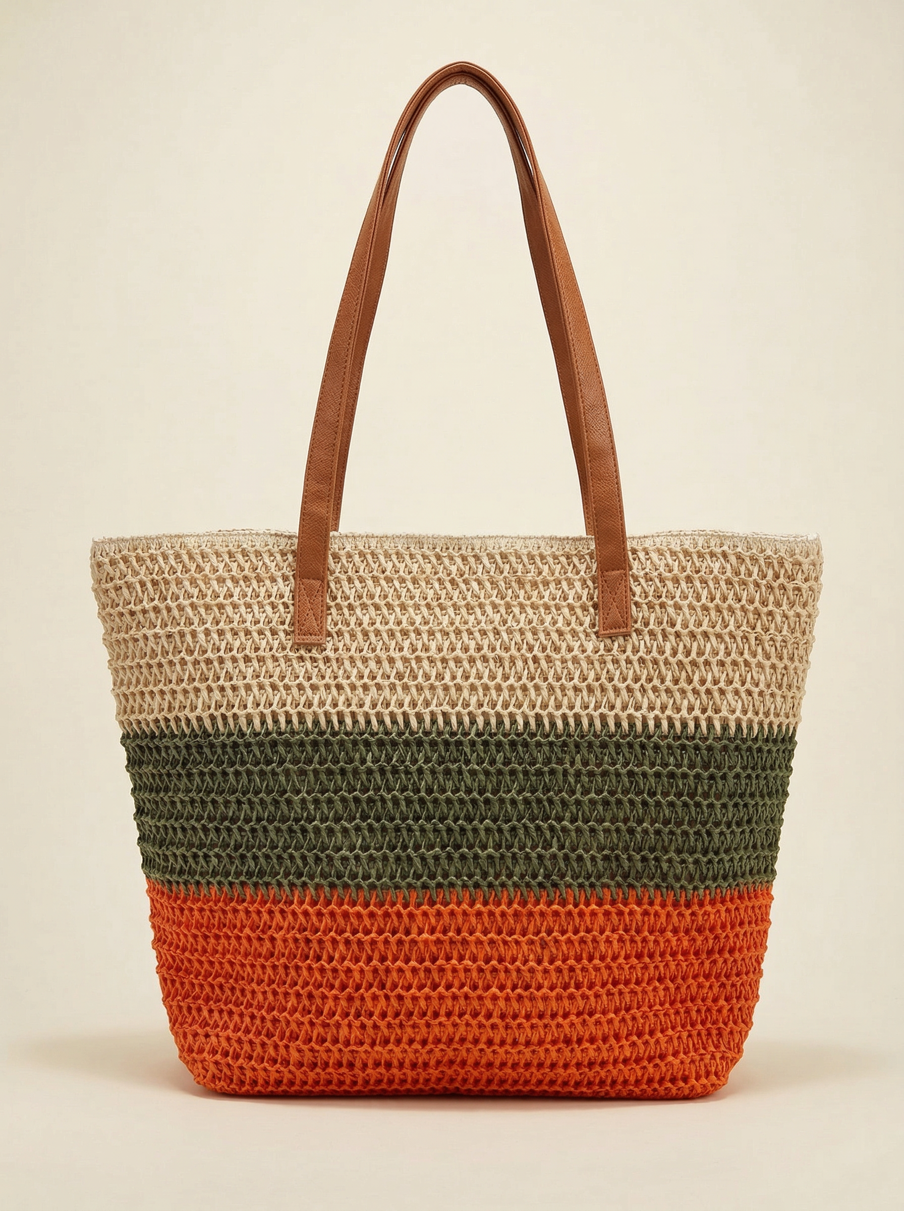 Artisanal Handwoven Stripes Large Tote for Summer Vacation LINTICO