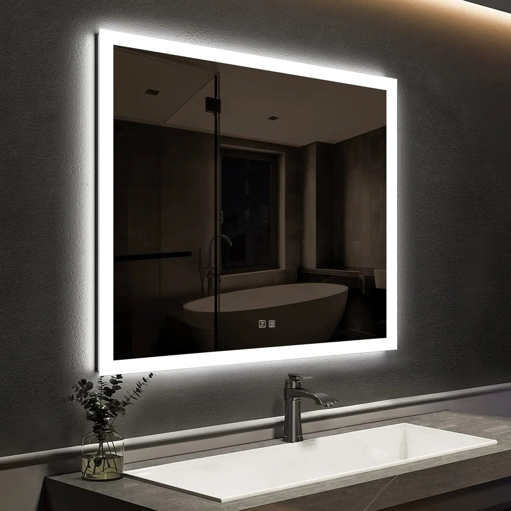 Compact Edge Glow LED Bathroom Mirror HAUSVITA