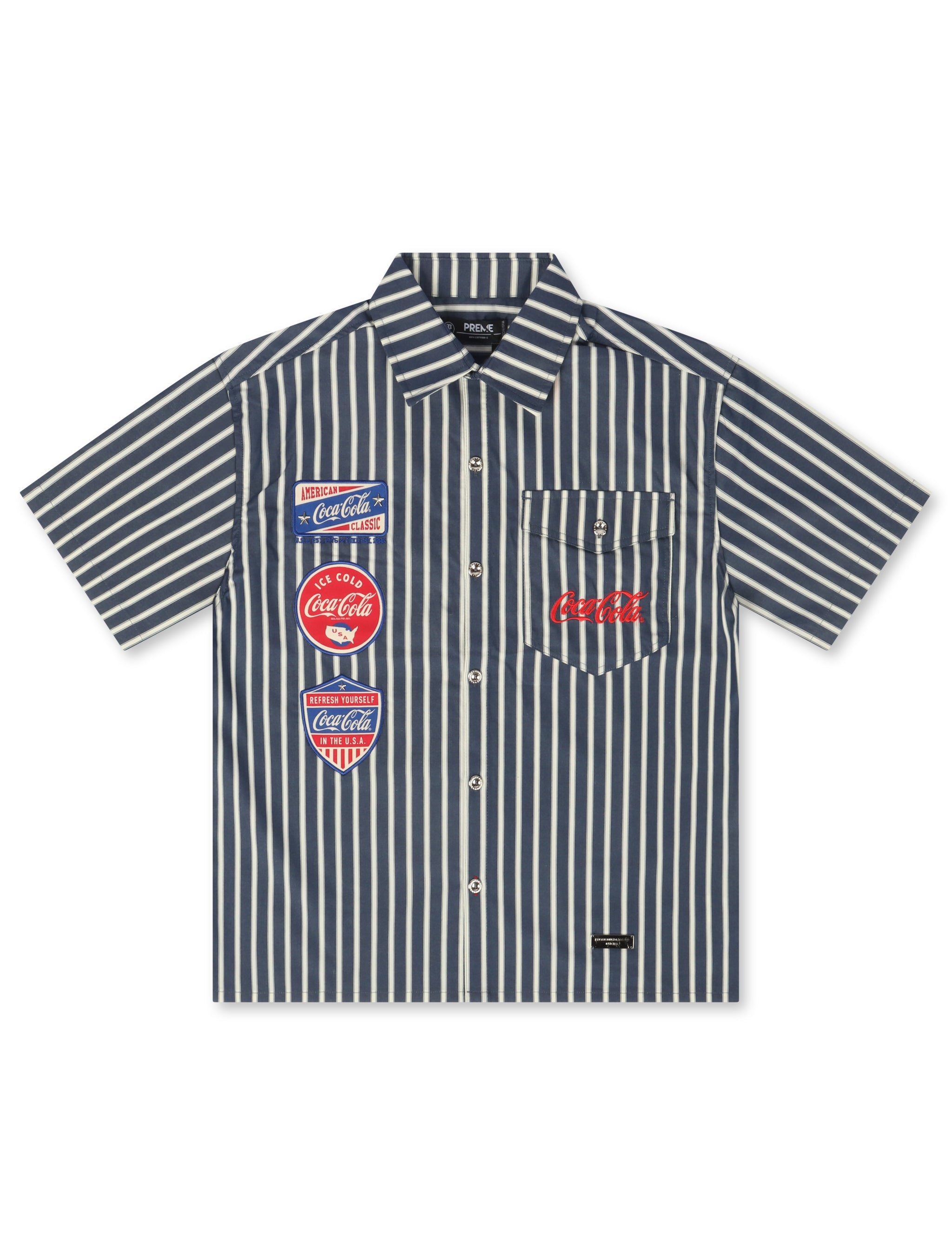 Preme Denim Coca Cola Mechanic Shirt - Navy Striped