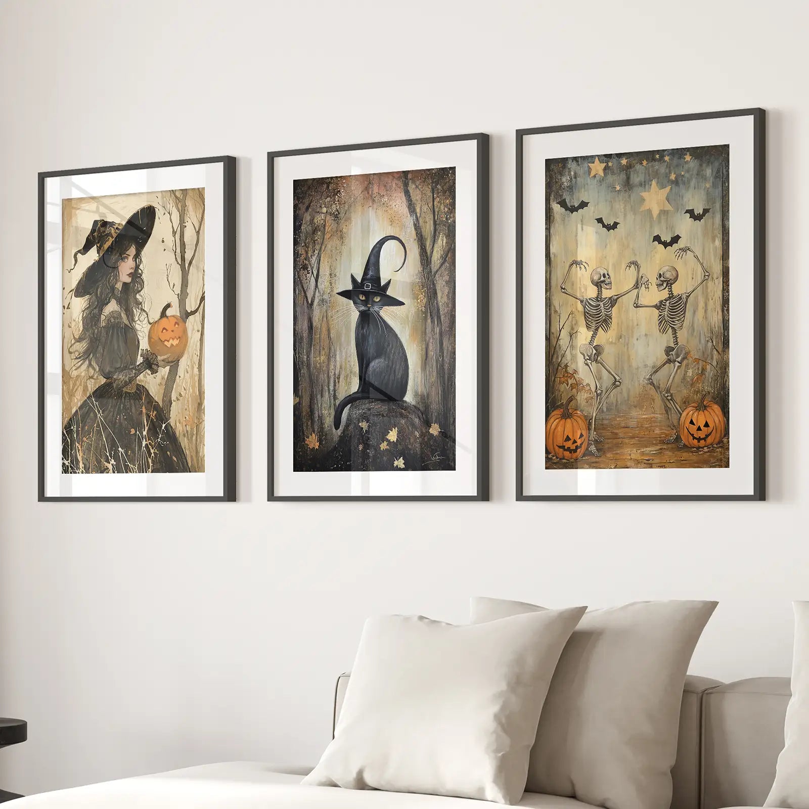 Witchy Halloween Fall Decor Modern Wall Art Print Wall Art Set