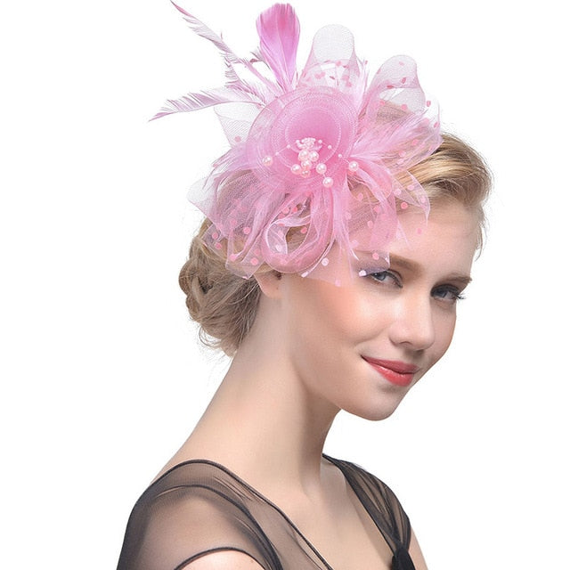 WELROG Feather Cap Lady Cocktail Dinner Party Fedoras Wedding Bridal Mesh Veil Hats Vintage Sombreros Chapeau Fascinators Hat V.I.P Digital Presence