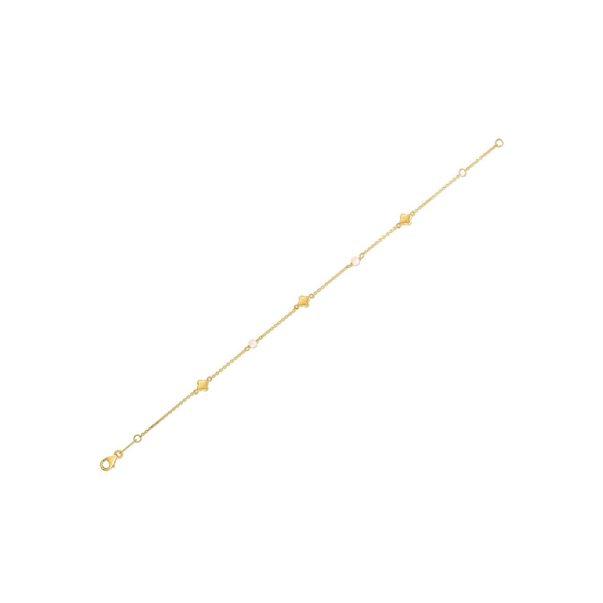 14k Yellow Gold Pearl Clover Bracelet Bids.com