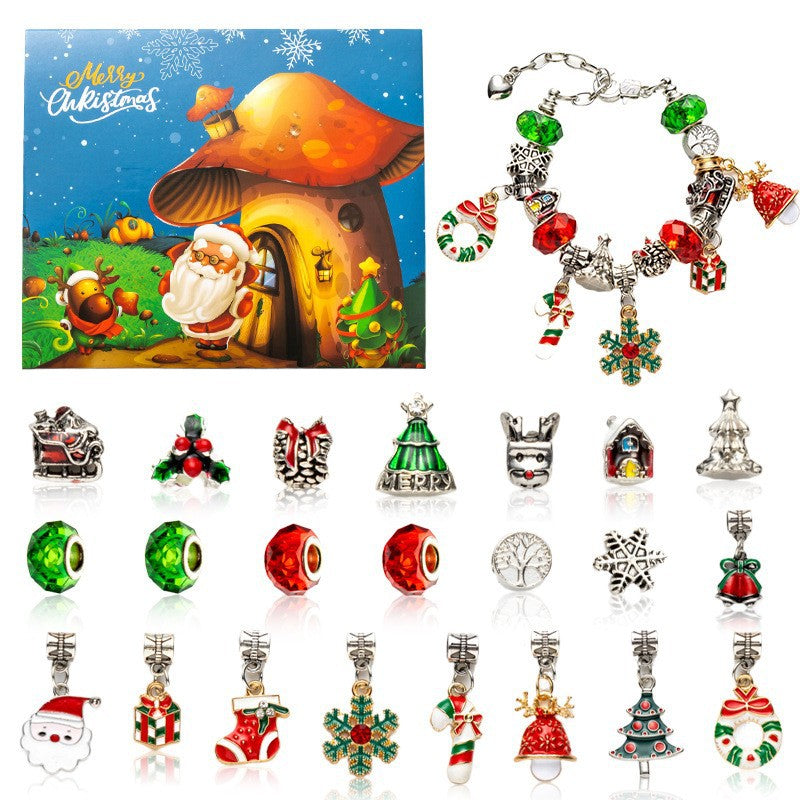 DIY creative children's bracelet jewelry 24-grid calendar Christmas holiday surprise blind box silver set V.I.P Digital Presence