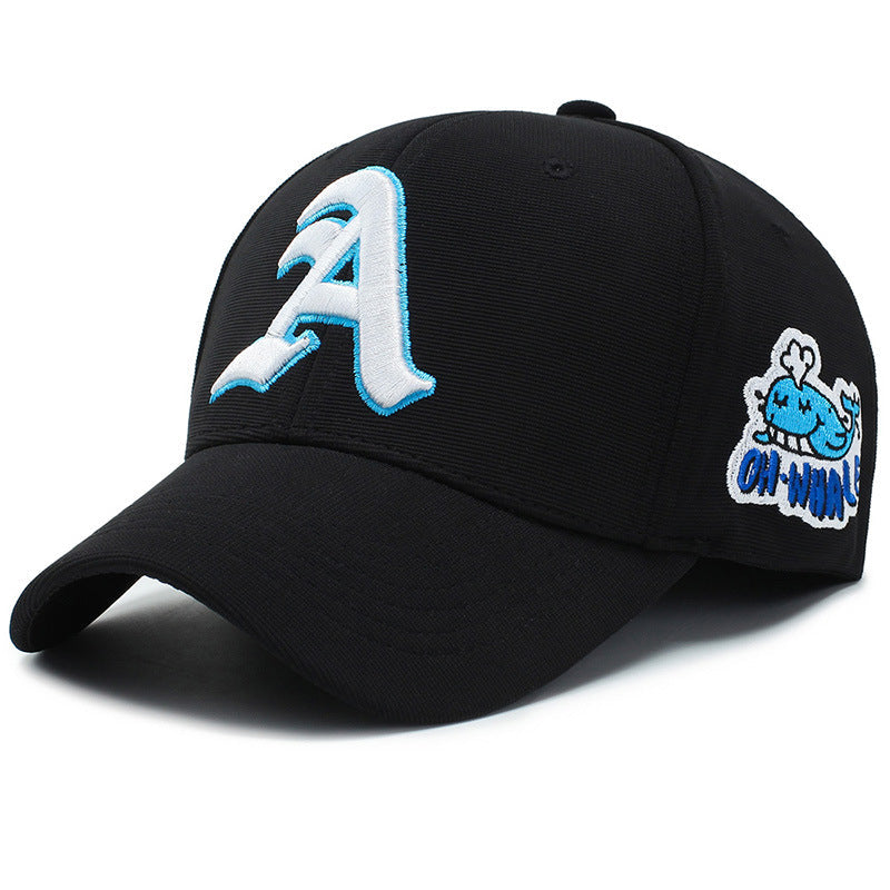 Fashion Gothic Letter A Side Whale Embroidery Baseball Caps Spring and Autumn Outdoor Adjustable Casual Hats Sunscreen Hat V.I.P Digital Presence