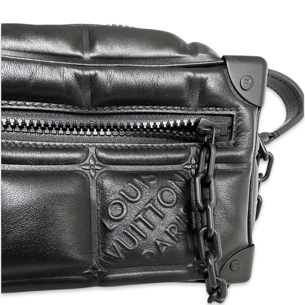 Louis Vuitton Black Leather Limited Edition Soft Trunk Shoulder Bag Banlieue91