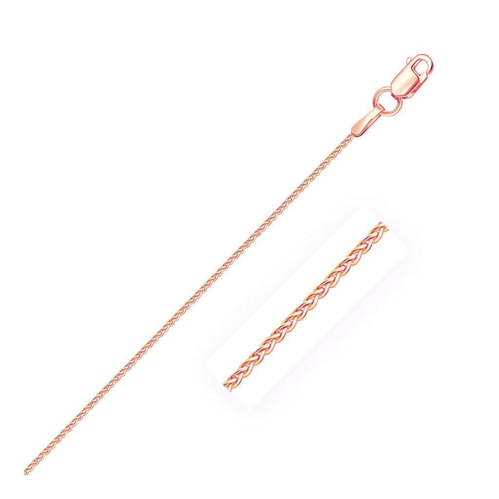 14k Rose Gold Round Wheat Chain (1.00 mm) Bids.com