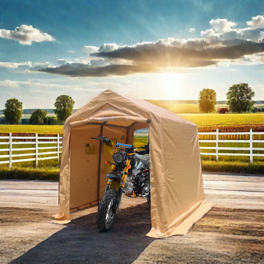 7x8 ft Outdoor Portable Gazebo Storage Shelter Shed with 2 Roll up Zipper Doors & Vents Carport