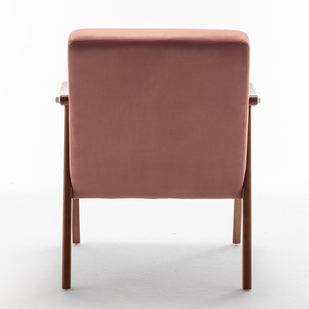 Mid-Century Modern Chair, Living Room Chair with Solid Wood Frame, Accent Chair Extra-Thick Backrest, Wingback Chair for Bedroom