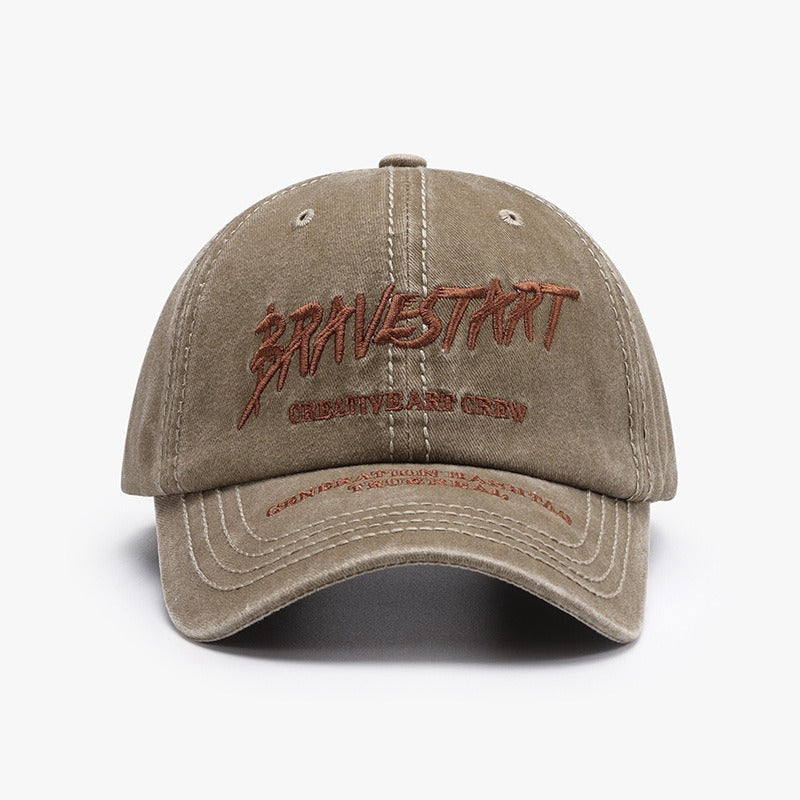 Fashionable Outdoor Versatile Curved Brim Letter Embroidery Men's Flat Tongue Hat Show Face Small Washed Women's Simple Baseball Hat Fashion V.I.P Digital Presence