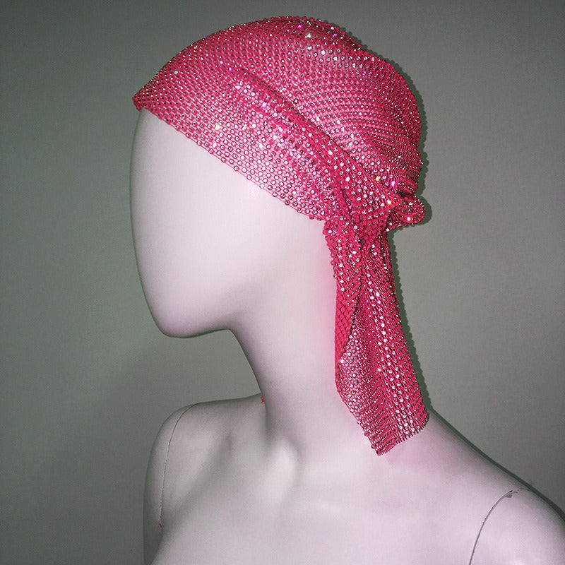 Mesh Rhinestone Elastic Hair Band Headband Outdoor Fashion Headwear Fishing Net Hat V.I.P Digital Presence