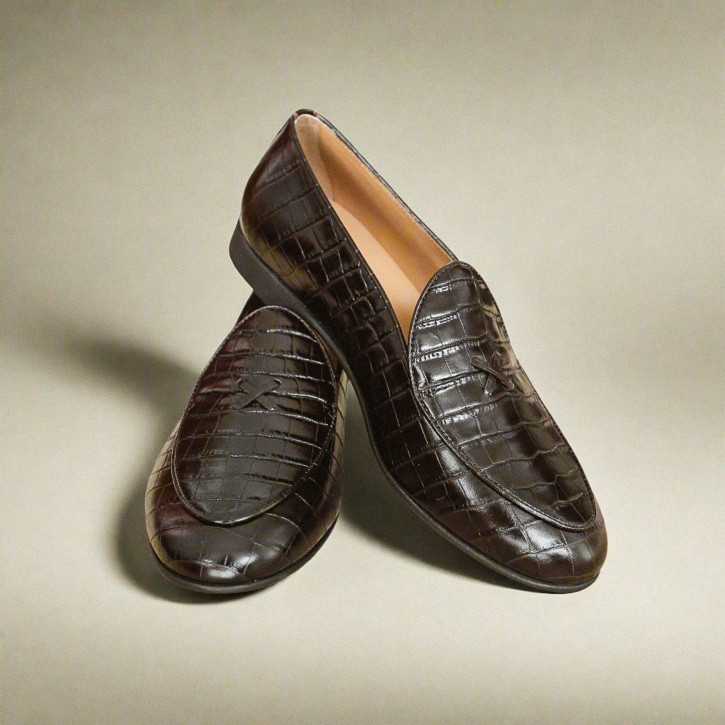 Men's Dark Brown Full Croc Milano Loafer Del Toro Shoes