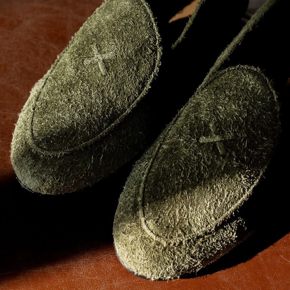 Men's Olive Textured Suede Milano Loafer Del Toro Shoes