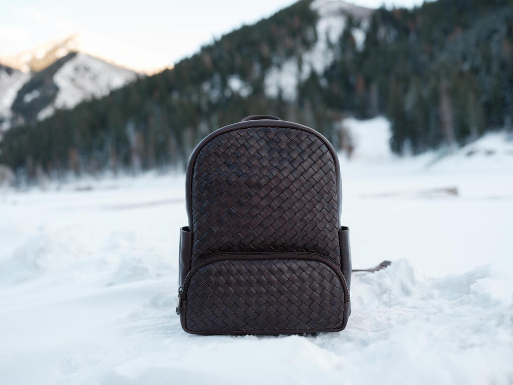 Mini Woven Backpack Kodiak Leather