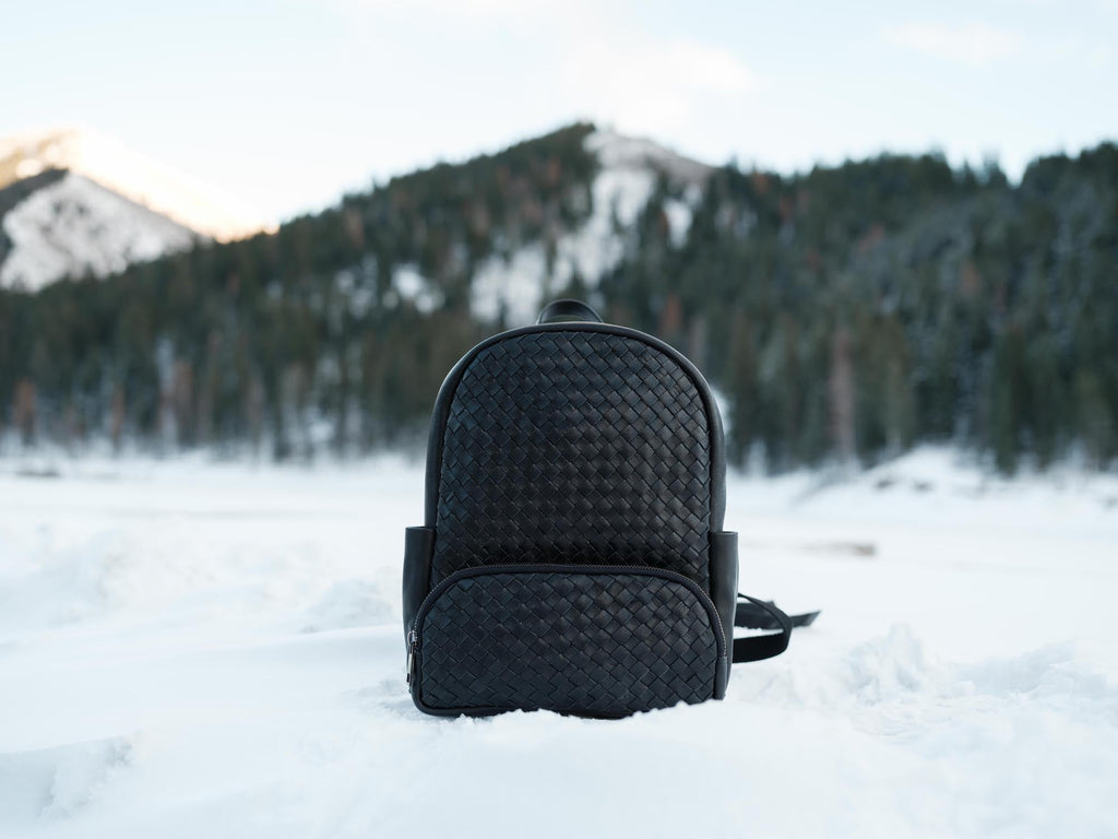 Mini Woven Backpack Kodiak Leather
