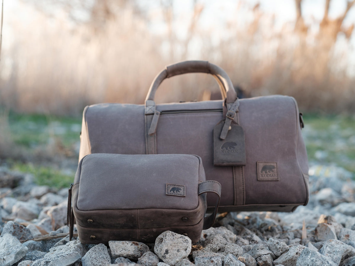Canvas Weekender Dopp Bag Kodiak Leather